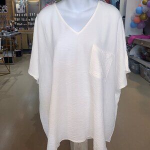 New Plus Size Zenana V-neck White Dolman Top Sizes 1X 2X 3X